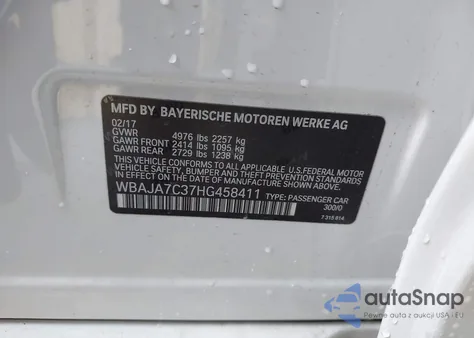 2017 BMW 530I xDrive from USA, damaged, VIN WBAJA7C37HG458411